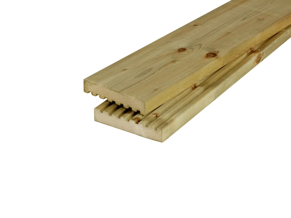 Goedkoop Vuren Vlonderplank Dekdeel 2.8 x 14.5 cm (28 x 145 mm) Groen Geïmpregneerd - Lengte 360 cm