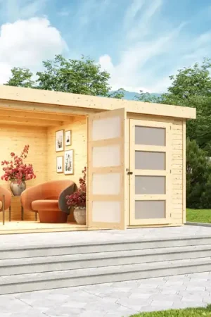 Flitsaanbieding Tuinhuis Mühlentrup 2 Scandinavisch Vuren 428 x 310 cm