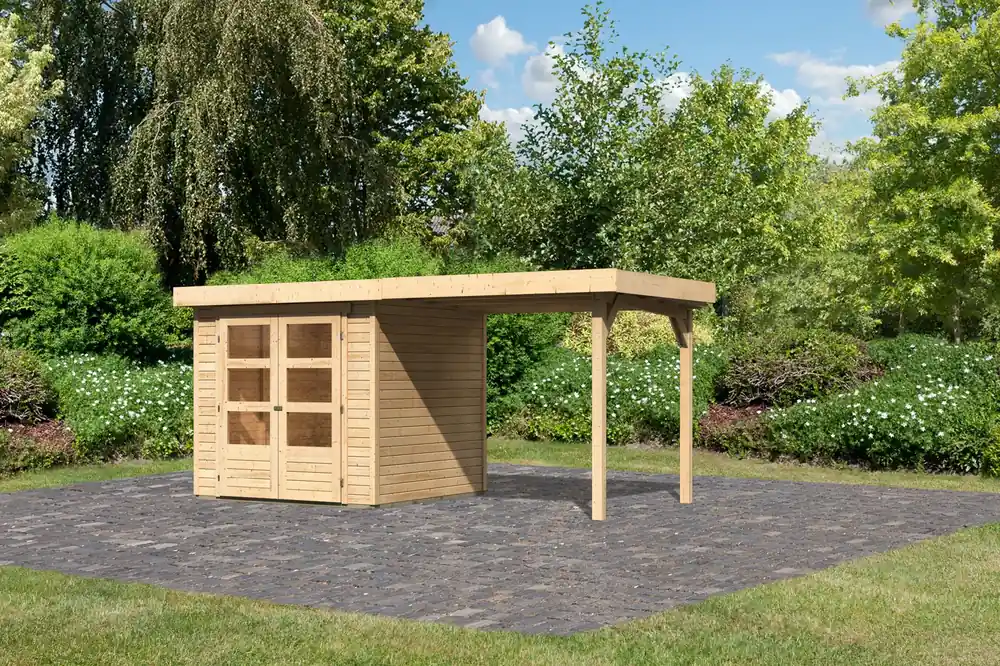 Gereduceerde Prijs Tuinhuis Askola 2 met Overkapping 467 x 238 cm