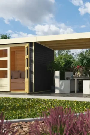 Tuinhuis Askola 2 Grijs met Overkapping 467 x 238 cm Express Levering