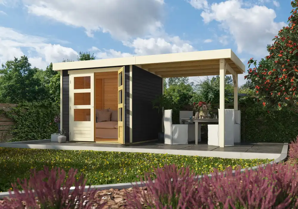 Tuinhuis Askola 2 Grijs met Overkapping 467 x 238 cm Express Levering