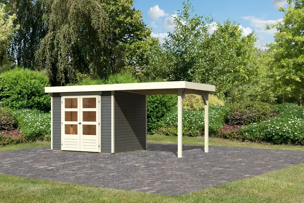 Koopje Tuinhuis Askola 3 Grijs met Overkapping 491 x 238 cm