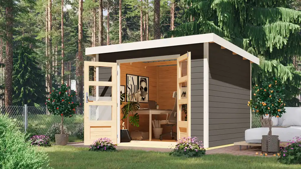 Tuinhuis Pluto B Antraciet-Wit 271 x 271 cm Dagaanbieding