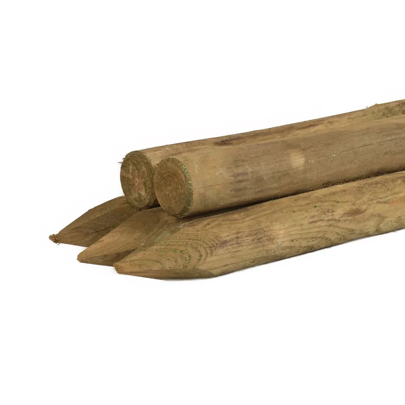 Favoriet Vuren Paal 8 cm (80 mm) Rond Gefreesd Groen Geïmpregneerd - Lengte 300 cm