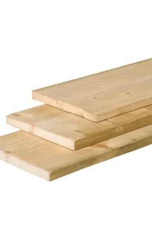 Beste Prijs Vuren Plank 1.9 x 20 cm (19 x 200 mm) Groen Geïmpregneerd Fijnbezaagd - Lengte 180 cm