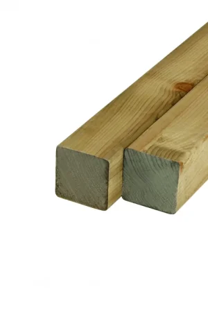 Vuren Paal 6.7 x 6.7 cm (67 x 67 mm) Geschaafd Groen Geïmpregneerd - Lengte 300 cm Direct Beschikbaar
