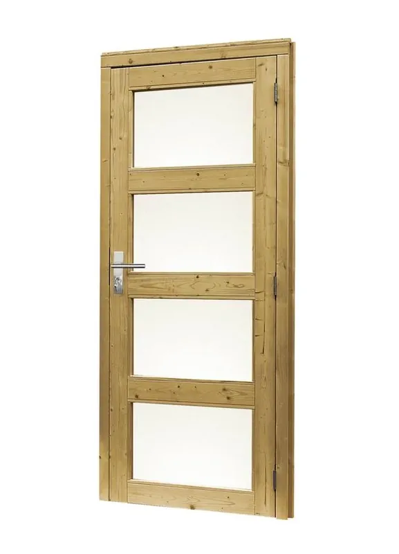 Betrouwbaar Douglas Enkele Deur Melkglas 4-ruits Groen Geïmpregneerd 90 x 201 cm