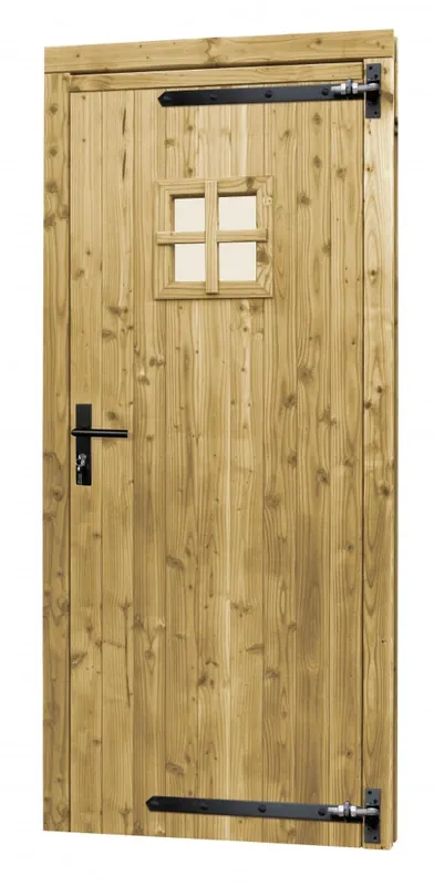 Flitsaanbieding Douglas Enkele Deur Met Raam 90 x 201 cm (900 x 2010 mm) Groen Geïmpregneerd