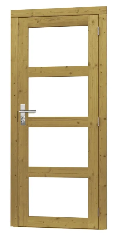 Vuren Enkele Deur Melkglas 4-Ruuts Rechtsdraaiend Groen Geïmpregneerd 90 x 201 cm Direct Verzonden