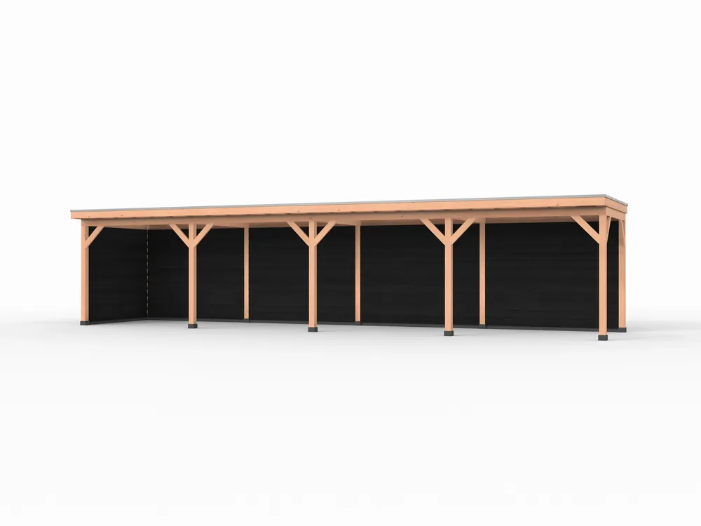 Douglas overkapping, 1200 x 250, met achterwand en zijwand, Westwood Comfort Zwart Goedkoop