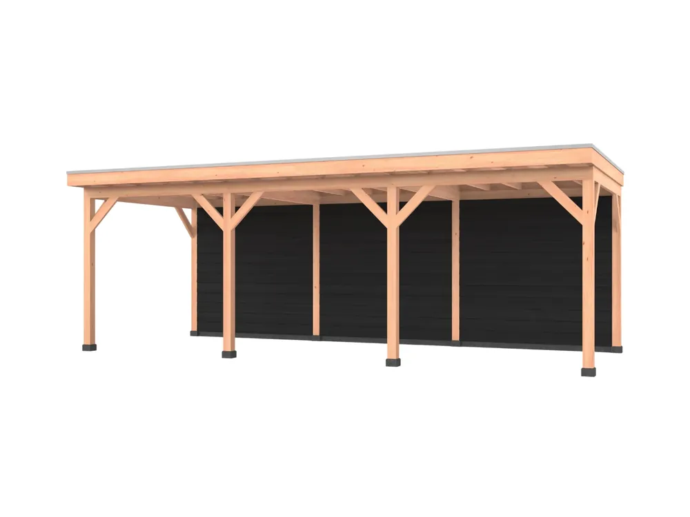 Fabrieksprijs Douglas overkapping, 750 x 300, met zwarte achterwand, Westwood Comfort
