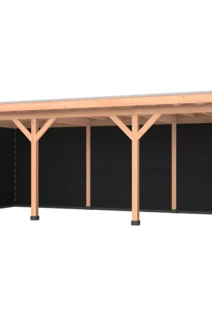Douglas overkapping, 750 x 300, met zwarte achterwand en twee zijwanden, Westwood Comfort Actieprijs
