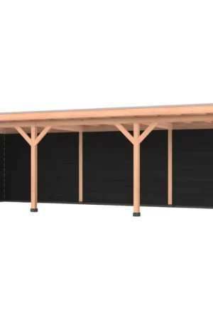 Exclusieve Aanbieding Douglas overkapping, 900 x 300, met zwarte achterwand en zijwand, Westwood Comfort