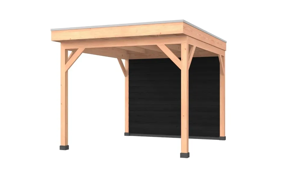 Merkproduct Douglas overkapping, 300 x 350, met achterwand, Westwood Comfort Zwart