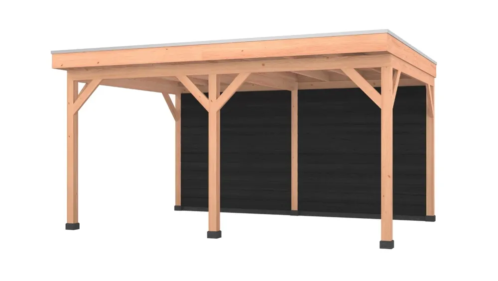 Laatste Kans Douglas overkapping, 500 x 350, met achterwand, Westwood Comfort Zwart