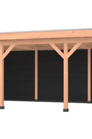 Merkproduct Douglas overkapping, 750 x 350, met zwarte achterwand en zijwand, Westwood Comfort