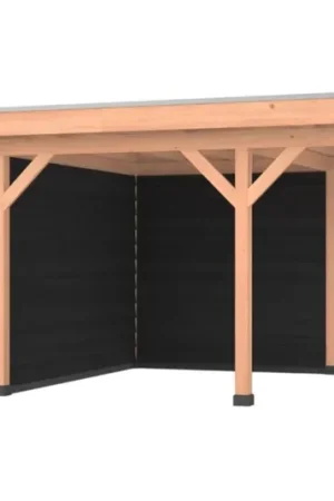 Douglas overkapping, 750 x 350, met zwarte schuur en achterwand, Westwood Comfort Betaalbaar