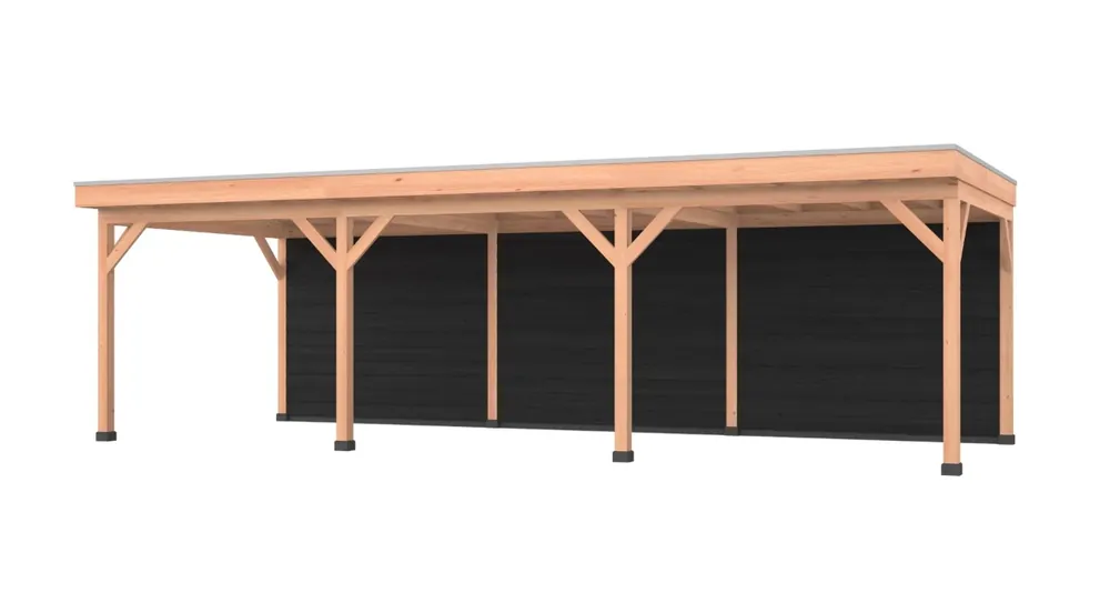 Superprijs Douglas overkapping, 900 x 350, met zwarte achterwand, Westwood Comfort