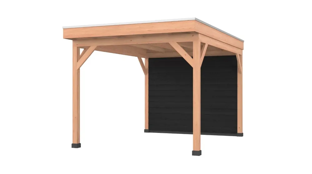 Goedkoop Douglas overkapping, 300 x 400, met achterwand, Westwood Comfort Zwart