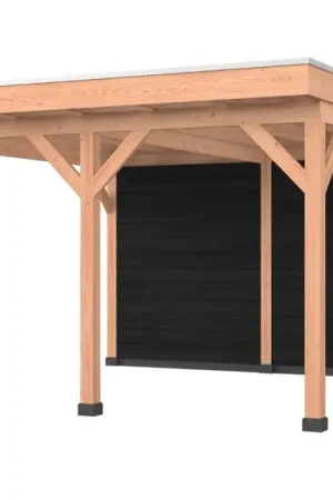 Nieuw Douglas overkapping, 400 x 400, met achterwand, Westwood Comfort Zwart