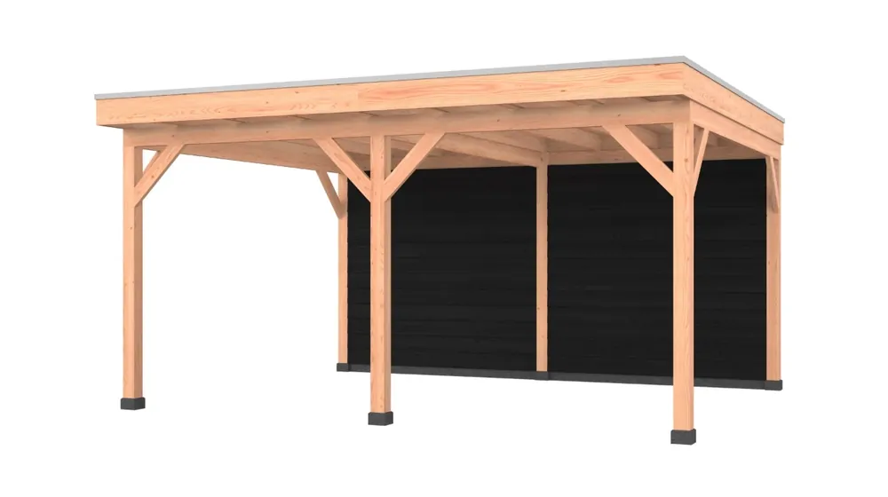 Douglas overkapping, 500 x 400, met achterwand, Westwood Comfort Zwart Korting