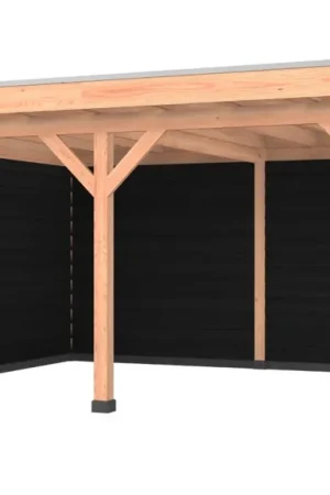 Speciale Aanbieding Douglas overkapping, 500 x 400, met achterwand en zijwand, Westwood Comfort Zwart