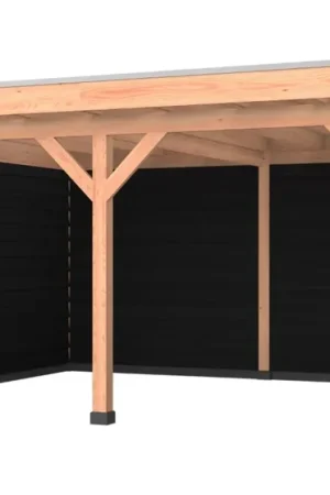 Flitsaanbieding Douglas overkapping, 500 x 400, met achterwand en twee zijwanden, Westwood Comfort Zwart