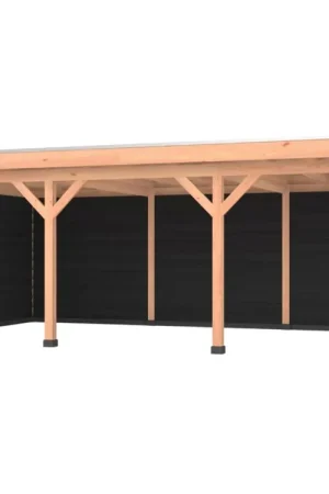 Douglas overkapping, 750 x 400, met zwarte achterwand en zijwand, Westwood Comfort Gecertificeerd