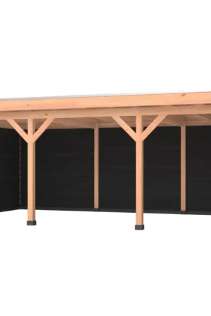 Meest Verkocht Douglas overkapping, 750 x 400, met zwarte achterwand en twee zijwanden, Westwood Comfort