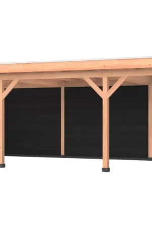 Beste Prijs Douglas overkapping, 900 x 400, met zwarte achterwand en zijwand, Westwood Comfort