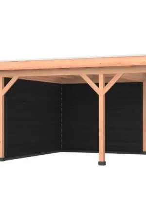 Seizoensaanbieding Douglas overkapping, 900 x 400, met zwarte schuur en achterwand, Westwood Comfort