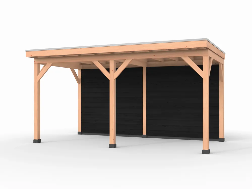 Douglas overkapping, 500 x 250, met achterwand, Westwood Comfort Zwart Exclusieve Aanbieding