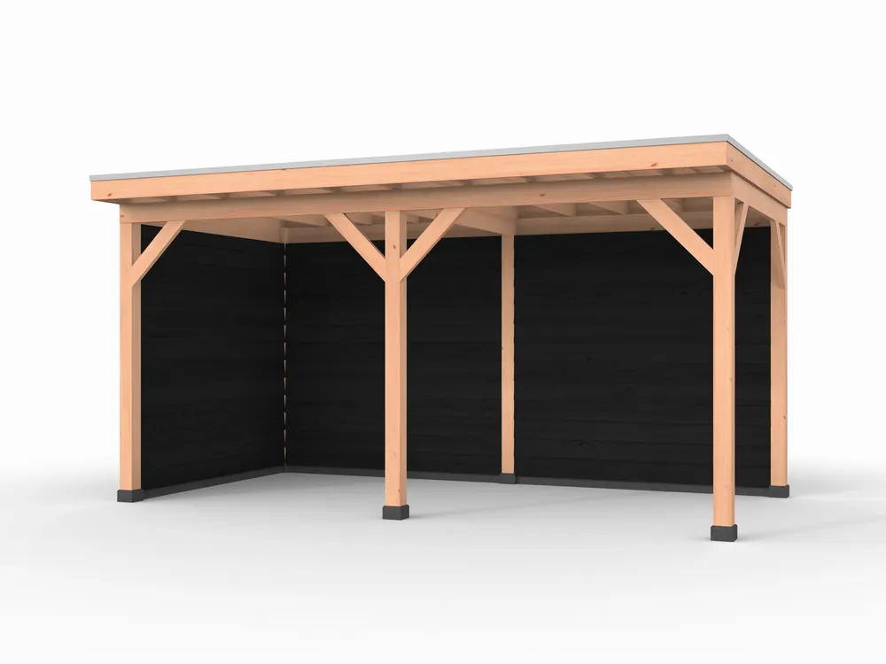 Douglas overkapping, 500 x 250, met achterwand en zijwand, Westwood Comfort Zwart Snelle Levering