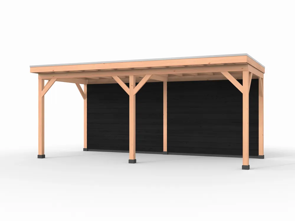 Douglas overkapping, 600 x 250, met achterwand, Westwood Comfort Zwart Alleen Vandaag