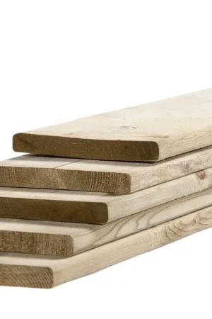 Vuren Plank 1.8 x 14.5 cm (18 x 145 mm) Geschaafd Groen Geïmpregneerd - Lengte 400 cm Finale Uitverkoop