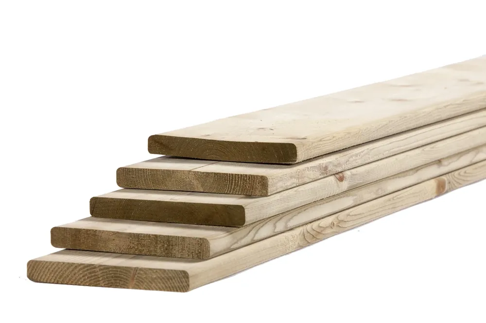 Vuren Plank 1.8 x 14.5 cm (18 x 145 mm) Geschaafd Groen Geïmpregneerd - Lengte 400 cm Finale Uitverkoop
