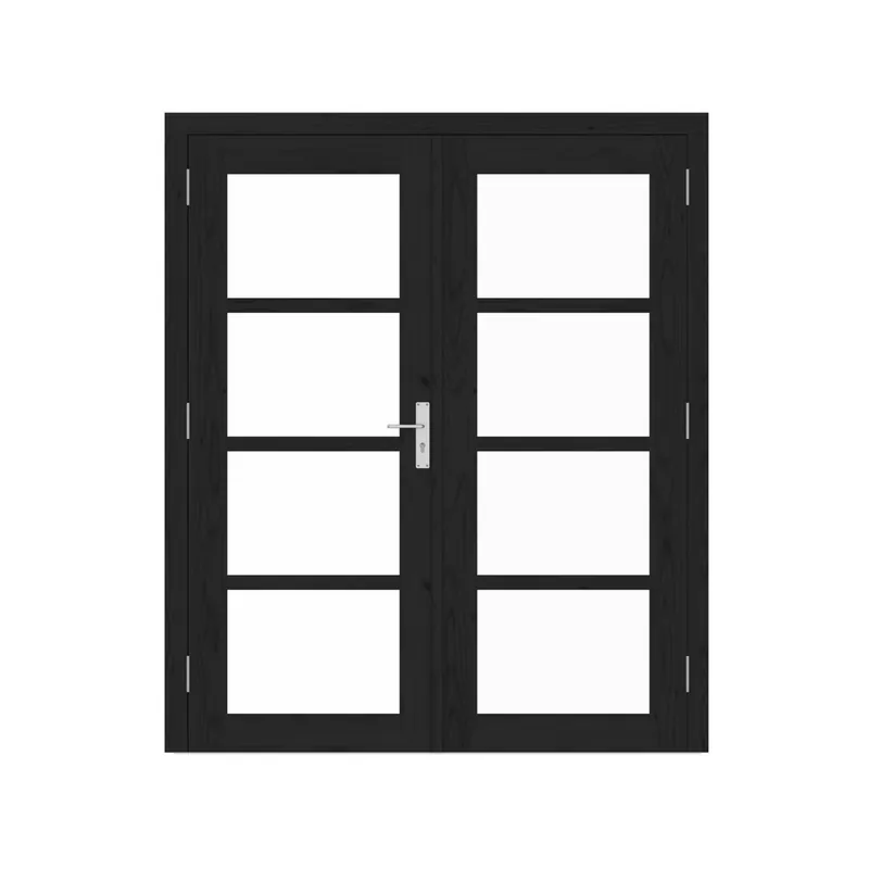 Seizoensaanbieding Vuren Dubbele Deur Steellook 4-ruits 166 x 214 cm