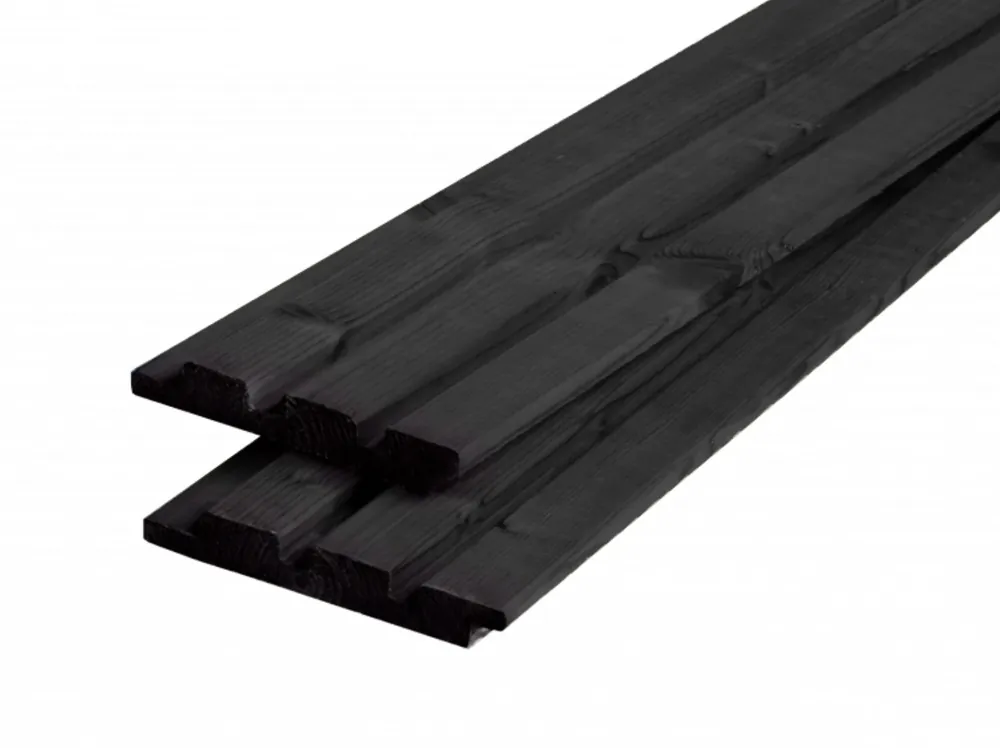 Op = Op Vuren Rhombusprofiel 2.2 x 14.5 cm (22 x 145 mm) Triple Zwart Gedompeld - Lengte 500 cm