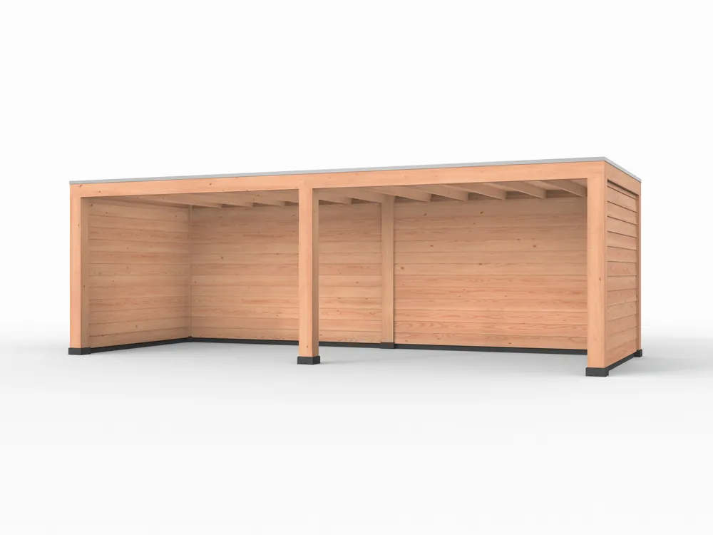Alleen Vandaag Douglas overkapping, 750 x 300, met achterwand en twee zijwanden, Westwood Modern