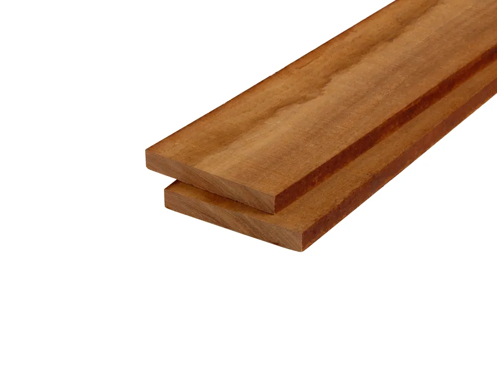 Betaalbaar Hardhout Angelim Vermelho Plank 2 x 15 cm (20 x 150 mm) Fijnbezaagd - Lengte 500 cm