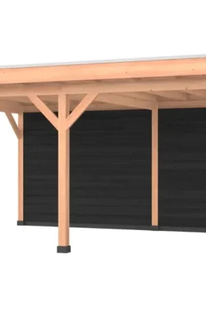 Laatste Versie Douglas overkapping, 600 x 400, met zwarte achterwand, Westwood Comfort