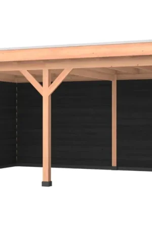 Voordeelprijs Douglas overkapping, 600 x 400, met zwarte achterwand en twee zijwanden, Westwood Comfort