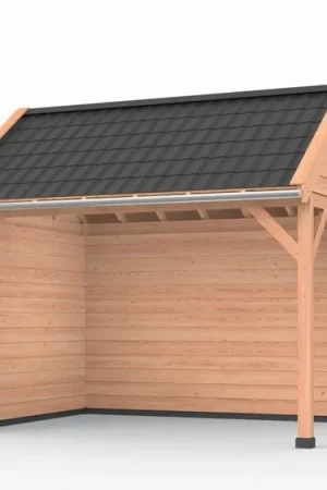 Betaalbaar Douglas overkapping zadeldak, 400 x 300, met achterwand en zijwand, Westwood Comfort
