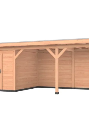 Tijdelijk Beschikbaar Douglas overkapping, 750 x 300, met schuur en achterwand, Westwood Comfort