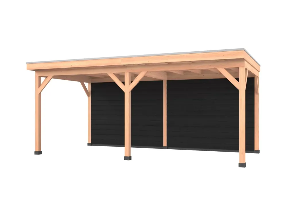 Beperkt Aanbod Douglas overkapping, 600 x 300, met achterwand, Westwood Comfort Zwart
