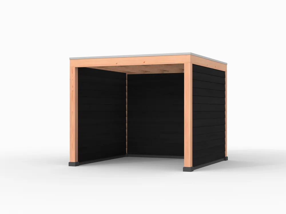 Douglas overkapping, 300 x 300, met achterwand en twee zijwanden, Westwood Elegant zwart Koopje