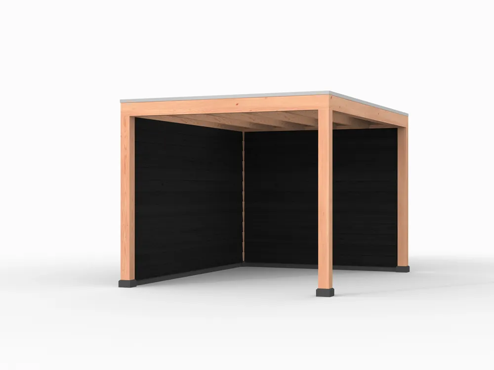 Dagaanbieding Douglas overkapping, 300 x 400, met achterwand en zijwand, Westwood Elegant zwart