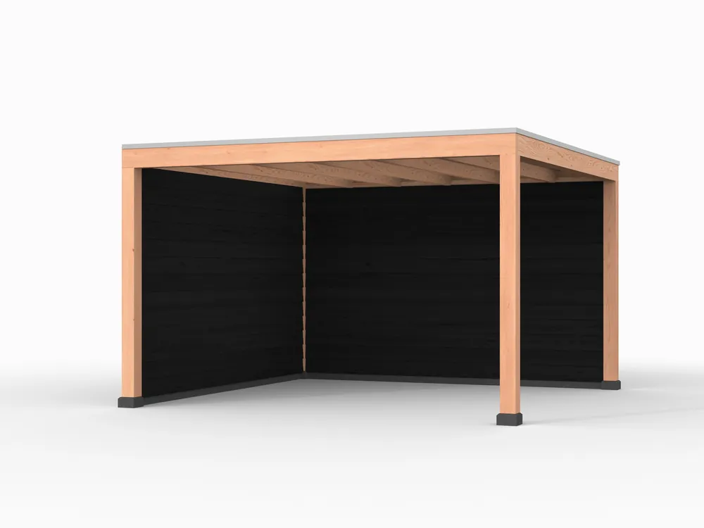 Nu Kopen Douglas overkapping, 400 x 400, met achterwand en zijwand, Westwood Elegant zwart
