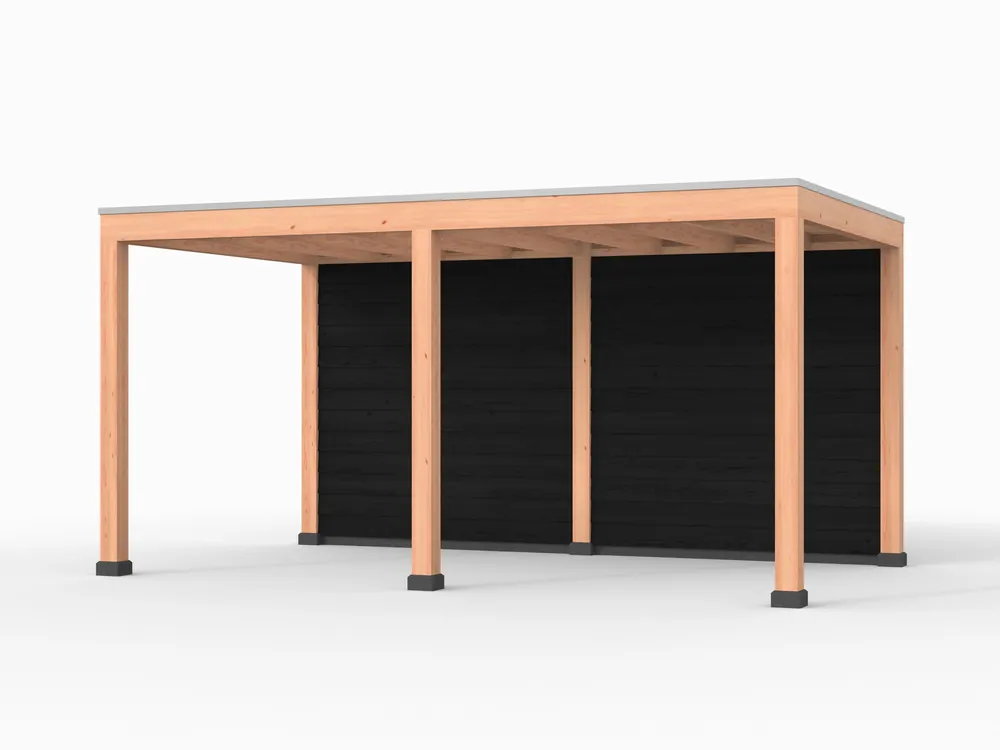 Douglas overkapping, 500 x 300, met achterwand, Westwood Elegant zwart Direct Verzonden