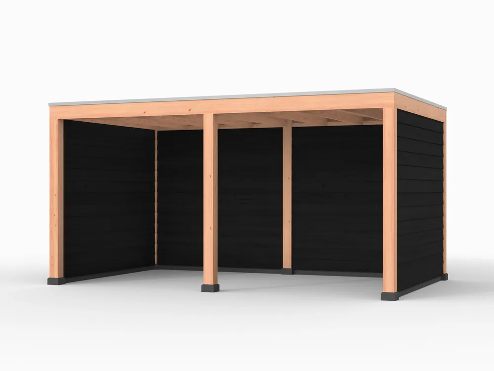 Douglas overkapping, 500 x 300, met achterwand en twee zijwanden, Westwood Elegant zwart Dagaanbieding